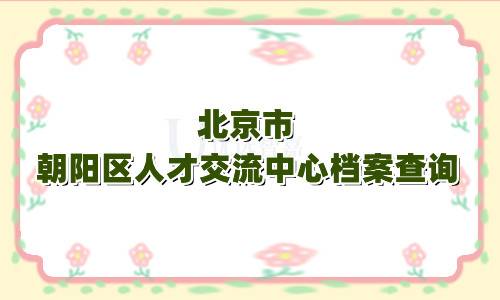 北京市朝阳区人才交流中心档案查询