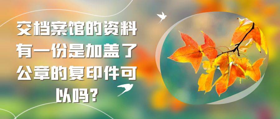 交档案馆的资料有一份是加盖了公章的复印件可以吗?