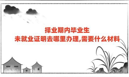 择业期内毕业生未就业证明去哪里办理,需要什么材料