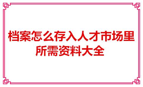 档案怎么存入人才市场里，所需资料大全