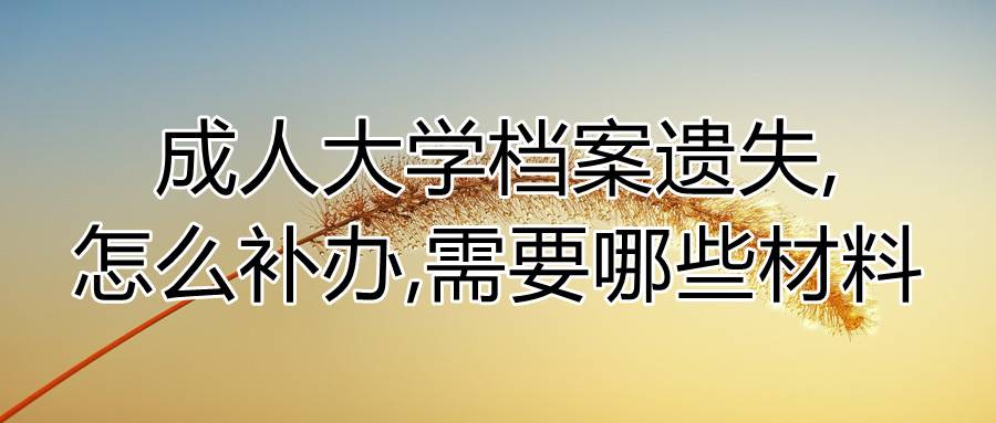 成人大学档案遗失,怎么补办,需要哪些材料