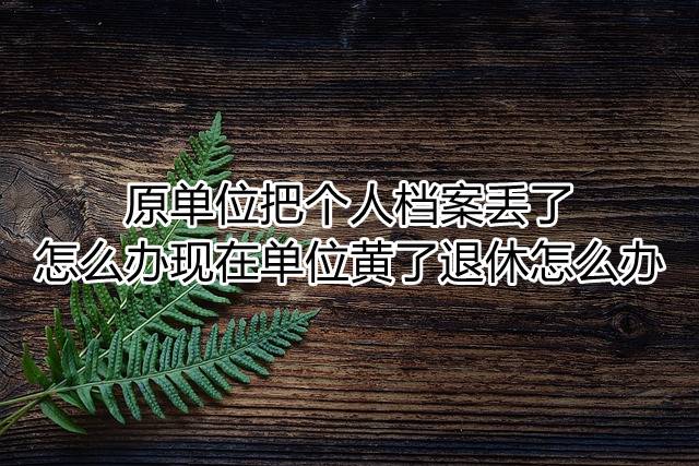 原单位把个人档案丢了怎么办现在单位黄了退休怎么办