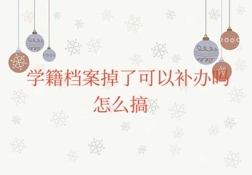 学籍档案掉了可以补办吗，怎么搞