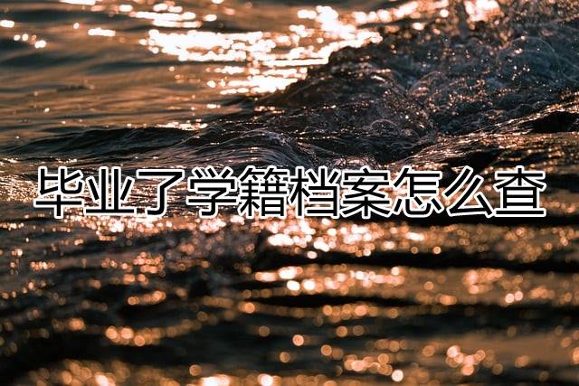 毕业了学籍档案怎么查