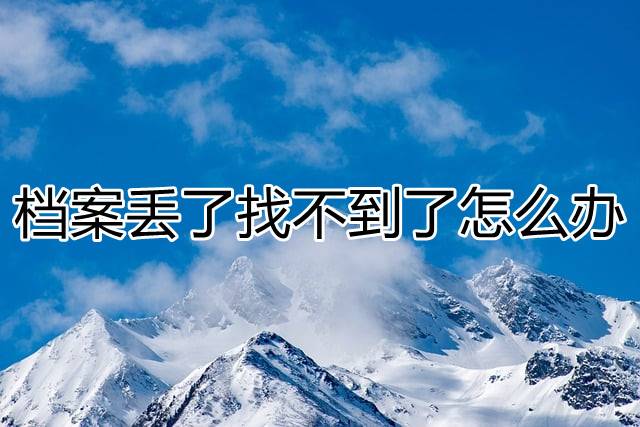 档案丢了找不到了怎么办