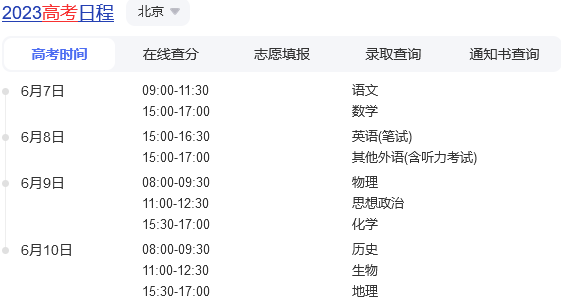 2023今天高考日程