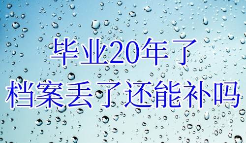 毕业20年了档案丢了还能补吗, 补不上怎么办