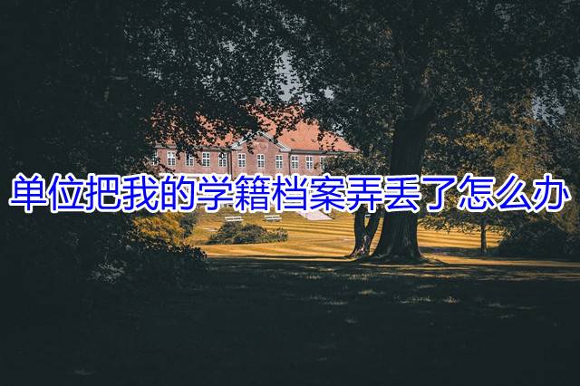 单位把我的学籍档案弄丢了怎么办