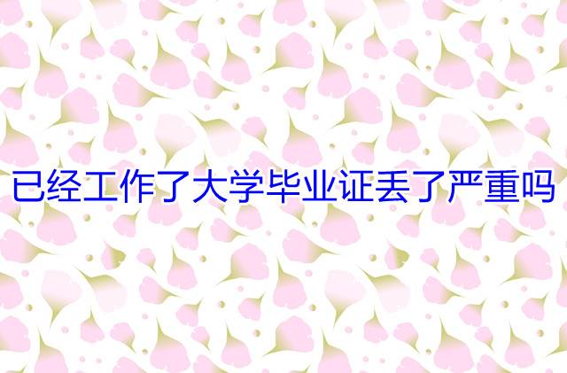 已经工作了大学毕业证丢了严重吗