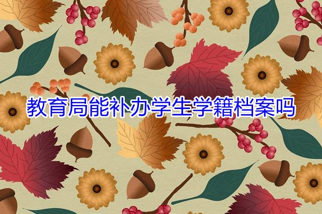 教育局能补办学生学籍档案吗