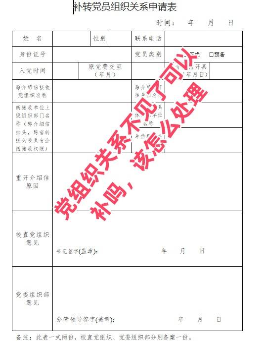 党组织关系不见了可以补吗，该怎么处理
