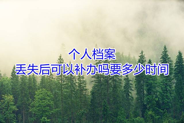个人档案丢失后可以补办吗要多少时间