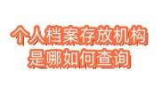 个人档案存放机构是哪如何查询