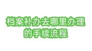 档案补办去哪里办理的手续流程，档案补办代办机构