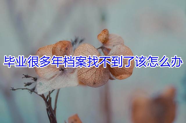 毕业很多年档案找不到了该怎么办