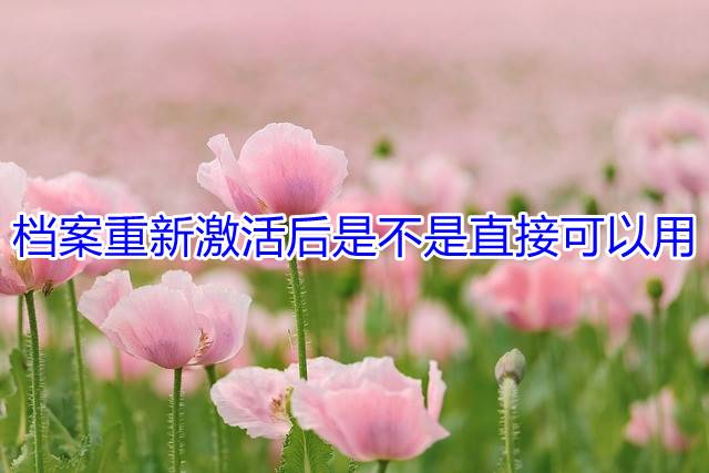 档案重新激活后是不是直接可以用