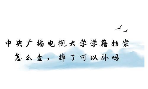 中央广播电视大学学籍档案怎么查，掉了可以补吗
