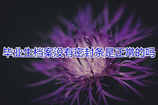 毕业生档案没有密封条是正常的吗