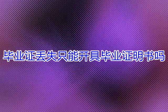 毕业证丢失只能开具毕业证明书吗