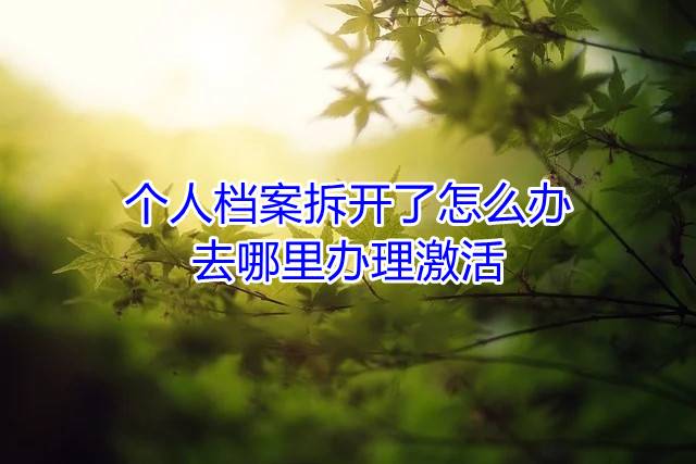 个人档案拆开了怎么办，去哪里办理激活