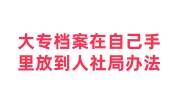 大专档案在自己手里放到人社局的激活存放办法