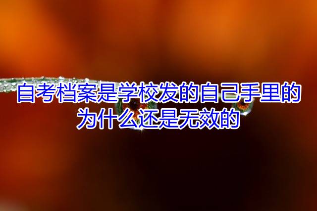 自考档案是学校发的自己手里的，为什么还是无效的