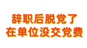 辞职后脱党了怎么办，在原单位没交党费也不管
