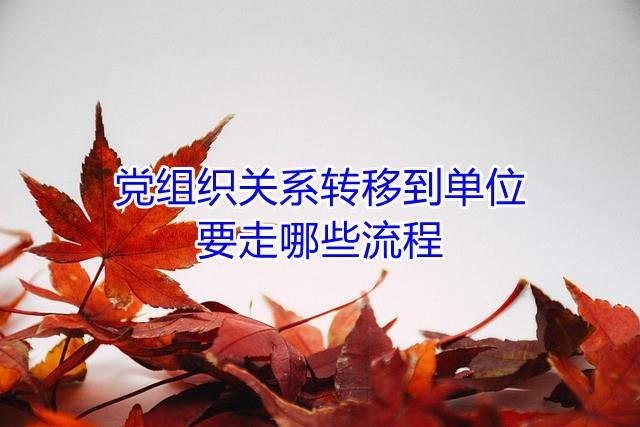 党组织关系转移到单位要走哪些流程