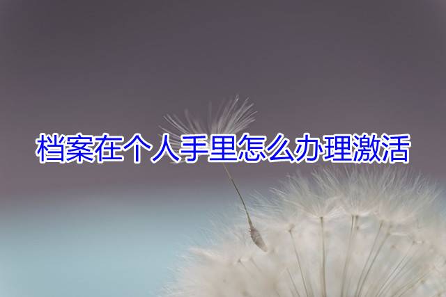 档案在个人手里怎么办理激活