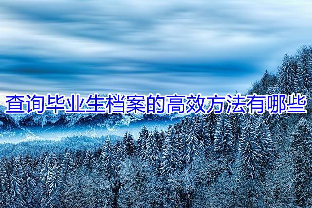 查询毕业生档案的高效方法有哪些