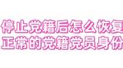 停止党籍后恢复正常的党籍党员身份流程