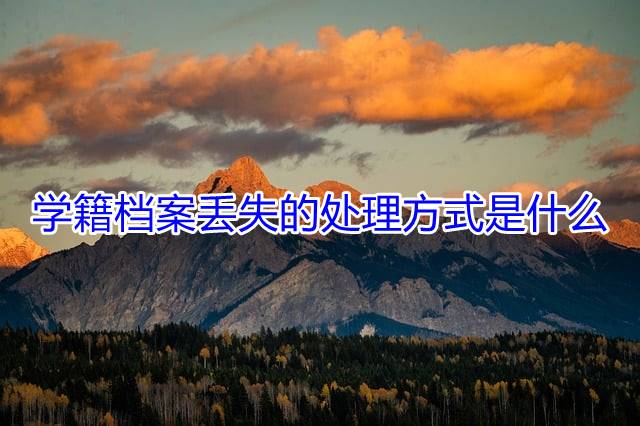 学籍档案丢失的处理方式是什么