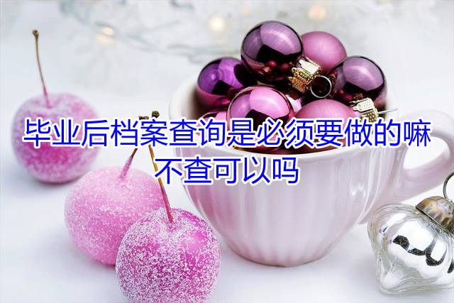 毕业后档案查询是必须要做的嘛，不查可以吗