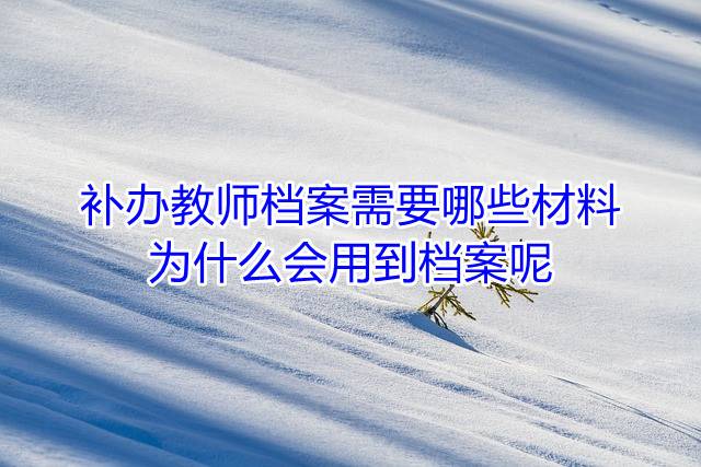 补办教师档案需要哪些材料，为什么会用到档案呢