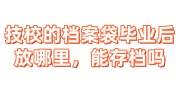 技校的档案袋毕业后放哪里，能存档吗