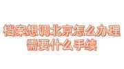 档案想调北京怎么办理，需要什么手续