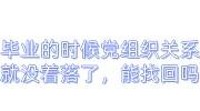 毕业的时候党组织关系就没着落了，能找回吗