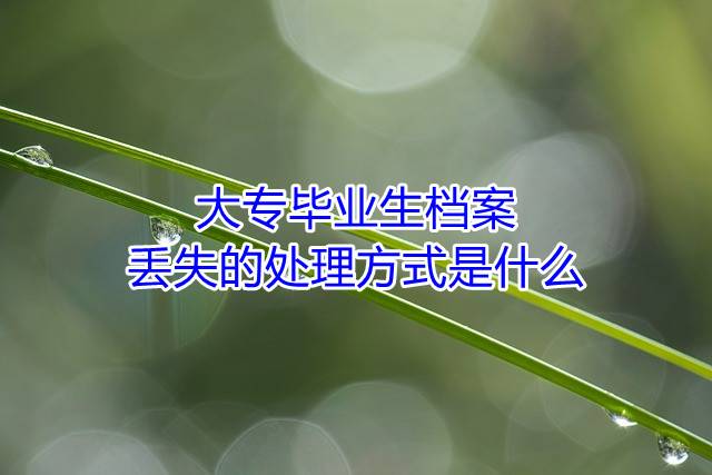 大专毕业生档案丢失的处理方式是什么