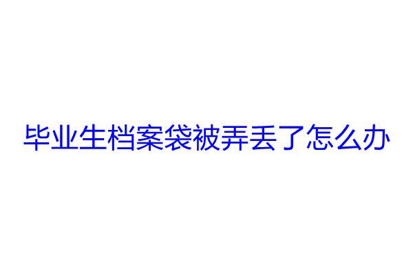 毕业生档案袋,弄丢了怎么办