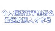 个人档案在自己手里怎么激活放到人才市场