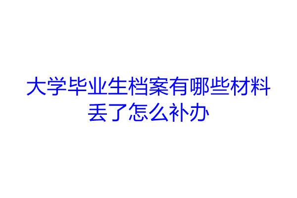 大学毕业生档案有哪些材料，丢了怎么补办