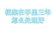 档案在手里三年怎么处理好，找机构代办要5000块钱吗