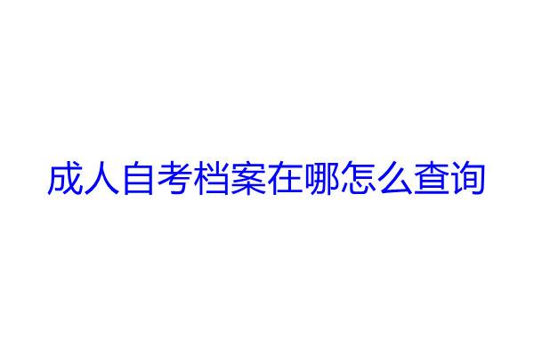 成人自考档案在哪怎么查询