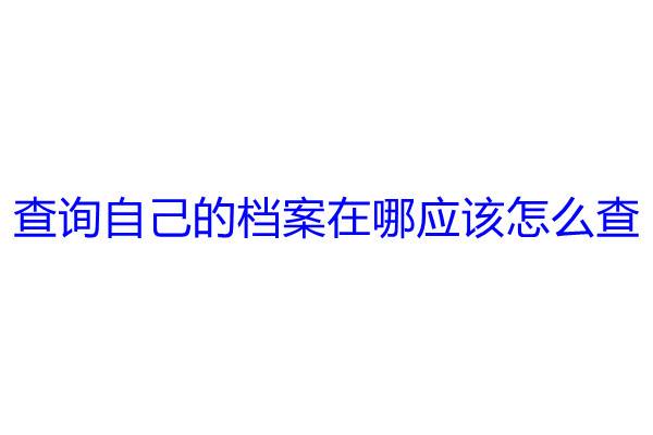 查询自己的档案在哪应该怎么查