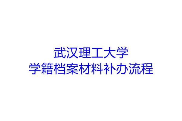 武汉理工大学学籍档案材料补办流程