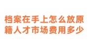 档案在自己手上怎么放回原籍人才市场费用多少