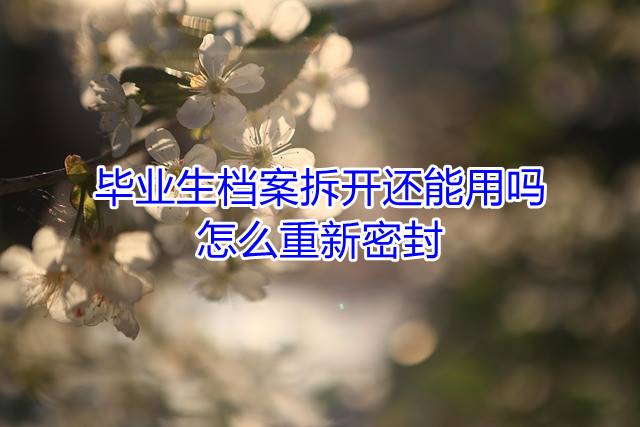 毕业生档案拆开还能用吗，怎么重新密封