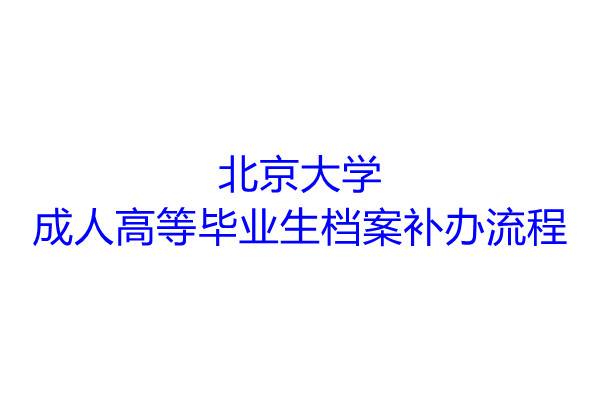北京大学成人高等毕业生档案补办流程