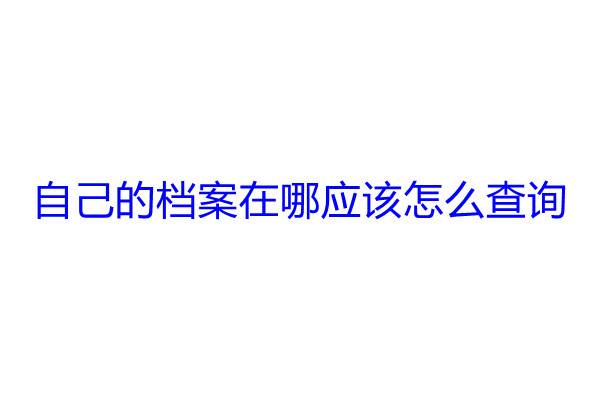 自己的档案在哪应该怎么查询