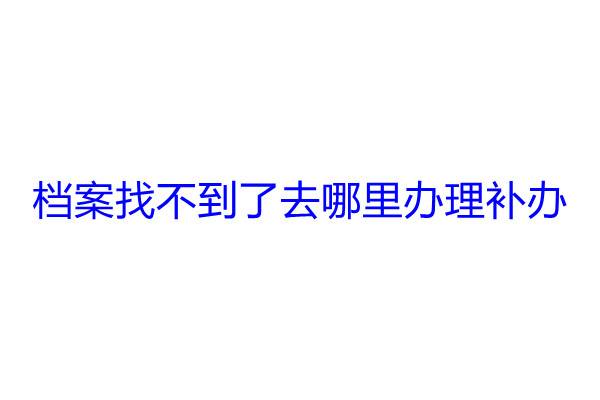 档案找不到了去哪里办理补办